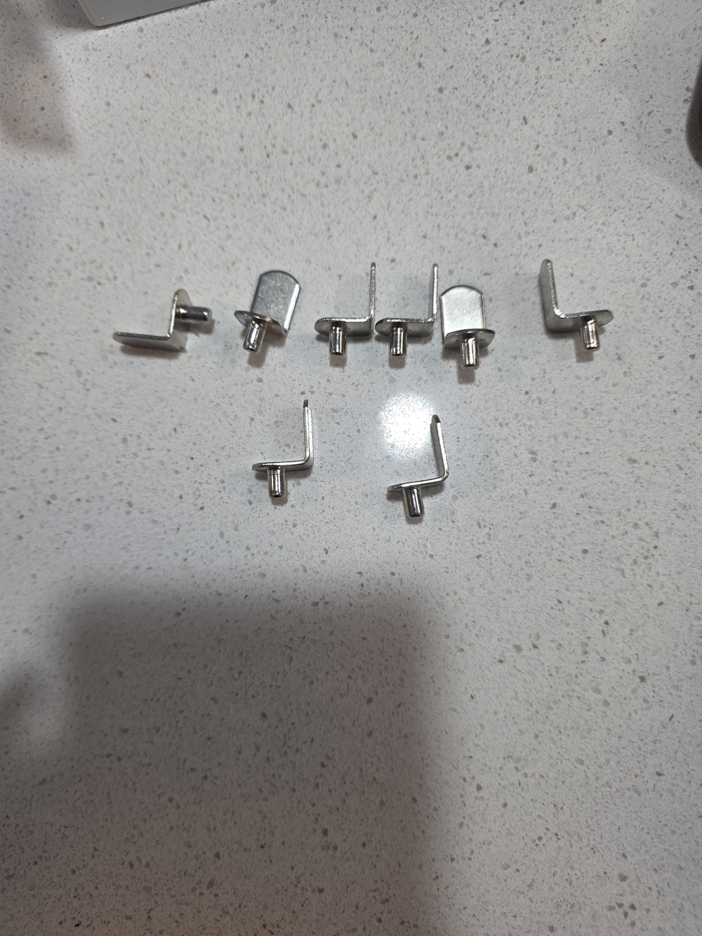 Set of 8 Small Silver Metal Shelf or Frame Corner Clips